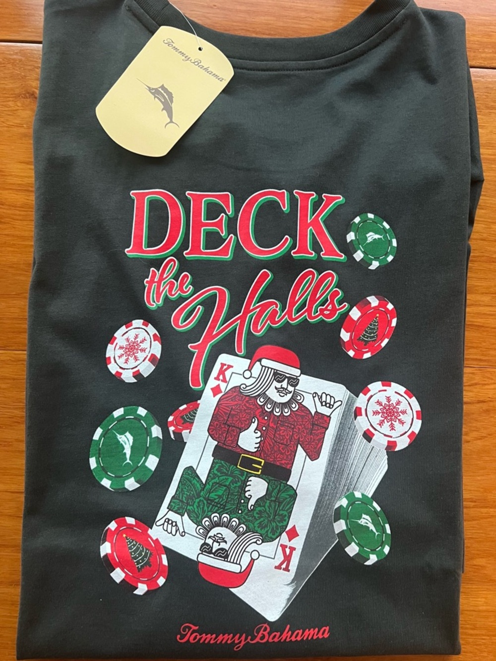 Tommy Bahama Men's  "Deck the Halls" T-Shirt Coal Gray Size XL NWT